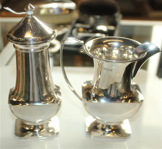 Matching silver sifter & cream jug